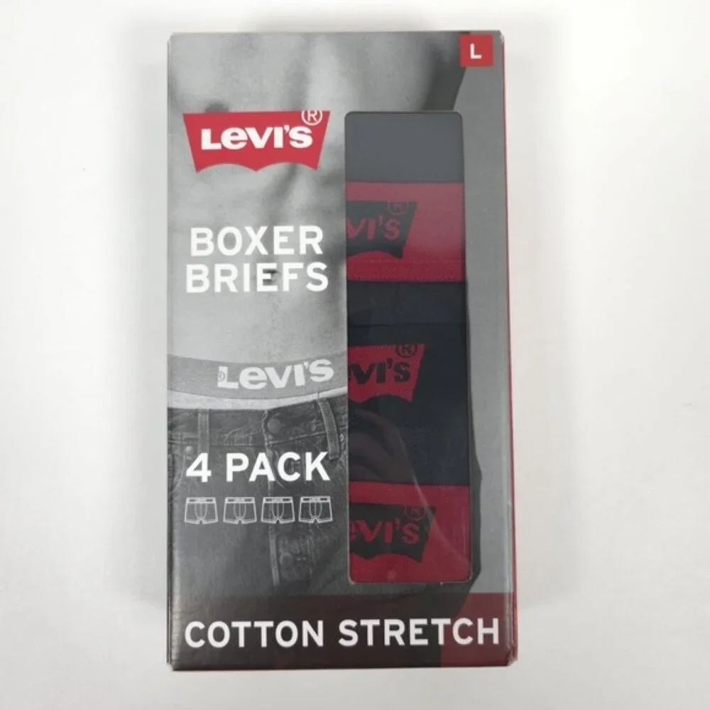 Levi's 4 Pack Boxer Briefs Cotton‎ Stretch Underwear Black Red SMALL LARGE